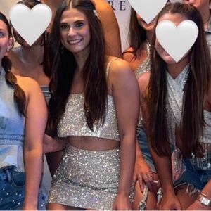 Rhinestone Skirt set